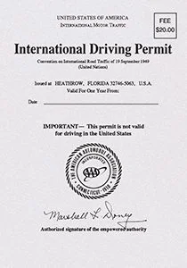 International Drivers Permit example