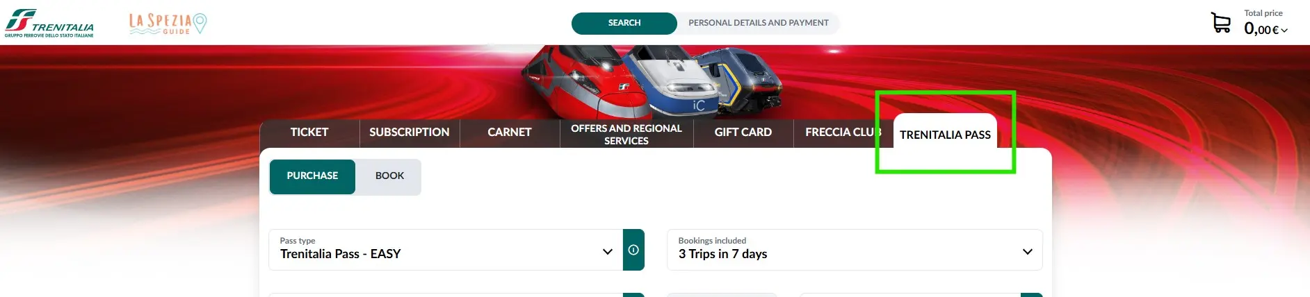 How to access the Trenitalia Tourist Pass online