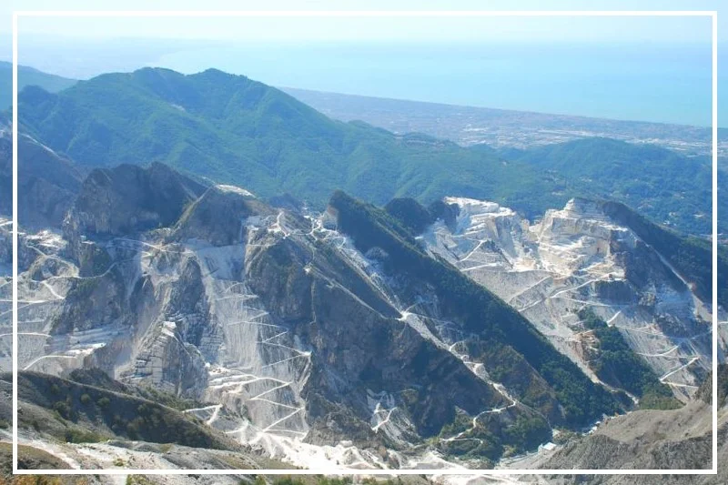 View of the Carrara marble mines from hiking trails