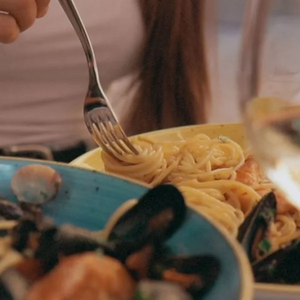Seafood and pasta = typical Ligurian foods