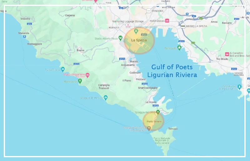 Map of La Spezia to Porto Venere
