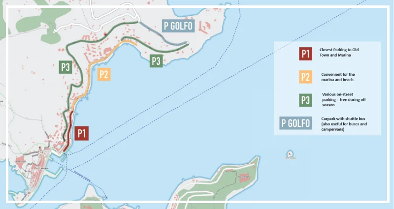 Map of parking options in Porto Venere