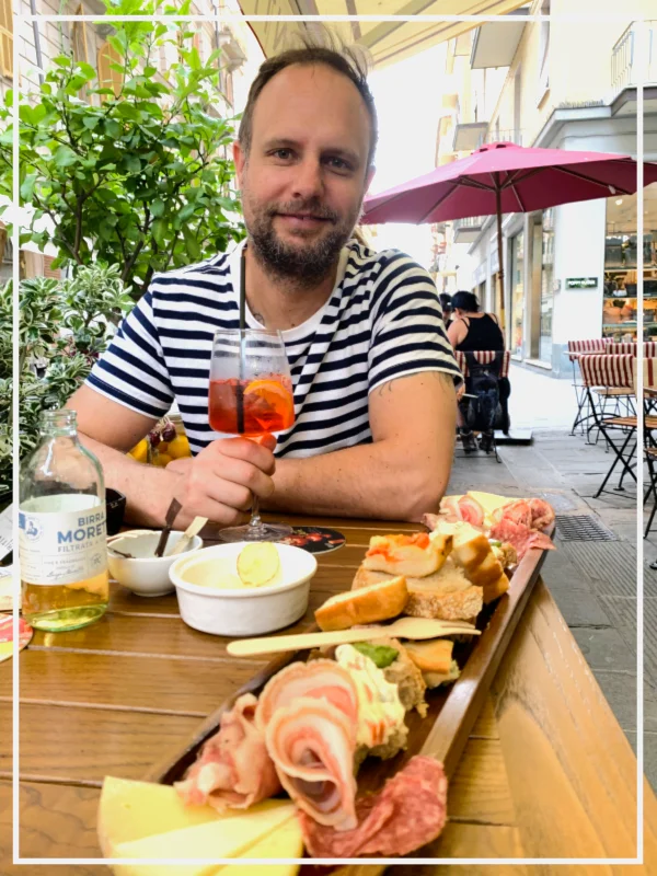 Justin enjoying an aperitivo in La Spezia