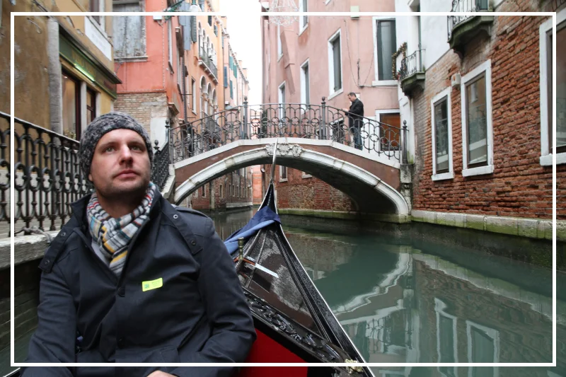 Justin admiring the Venetian canals