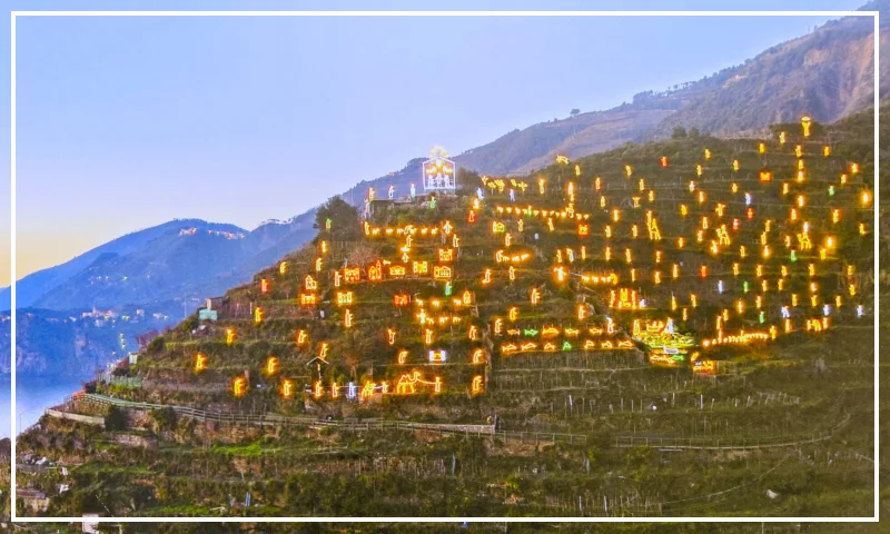 Manarola Christmas nativity scene with light display