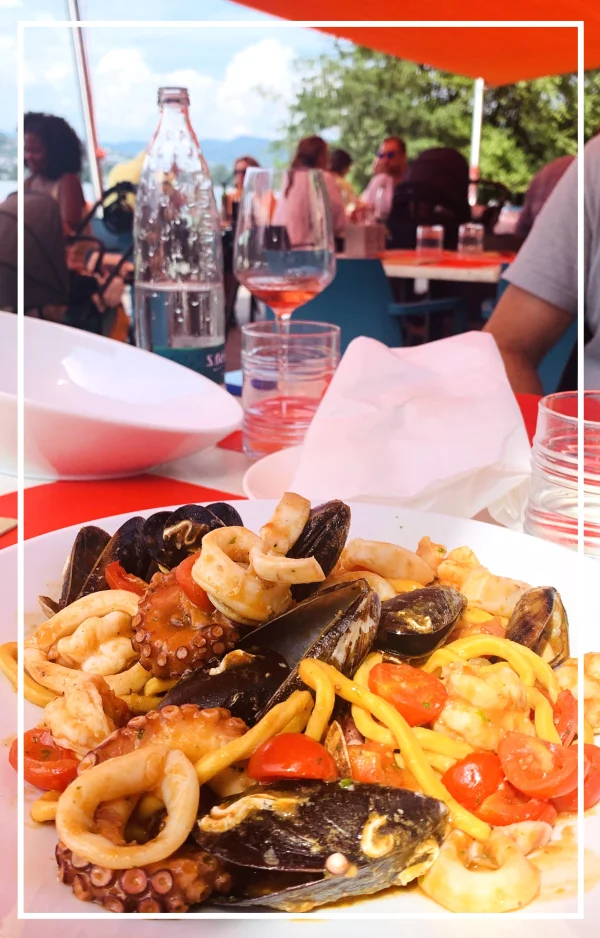 Typical seafood pasta of Liguria