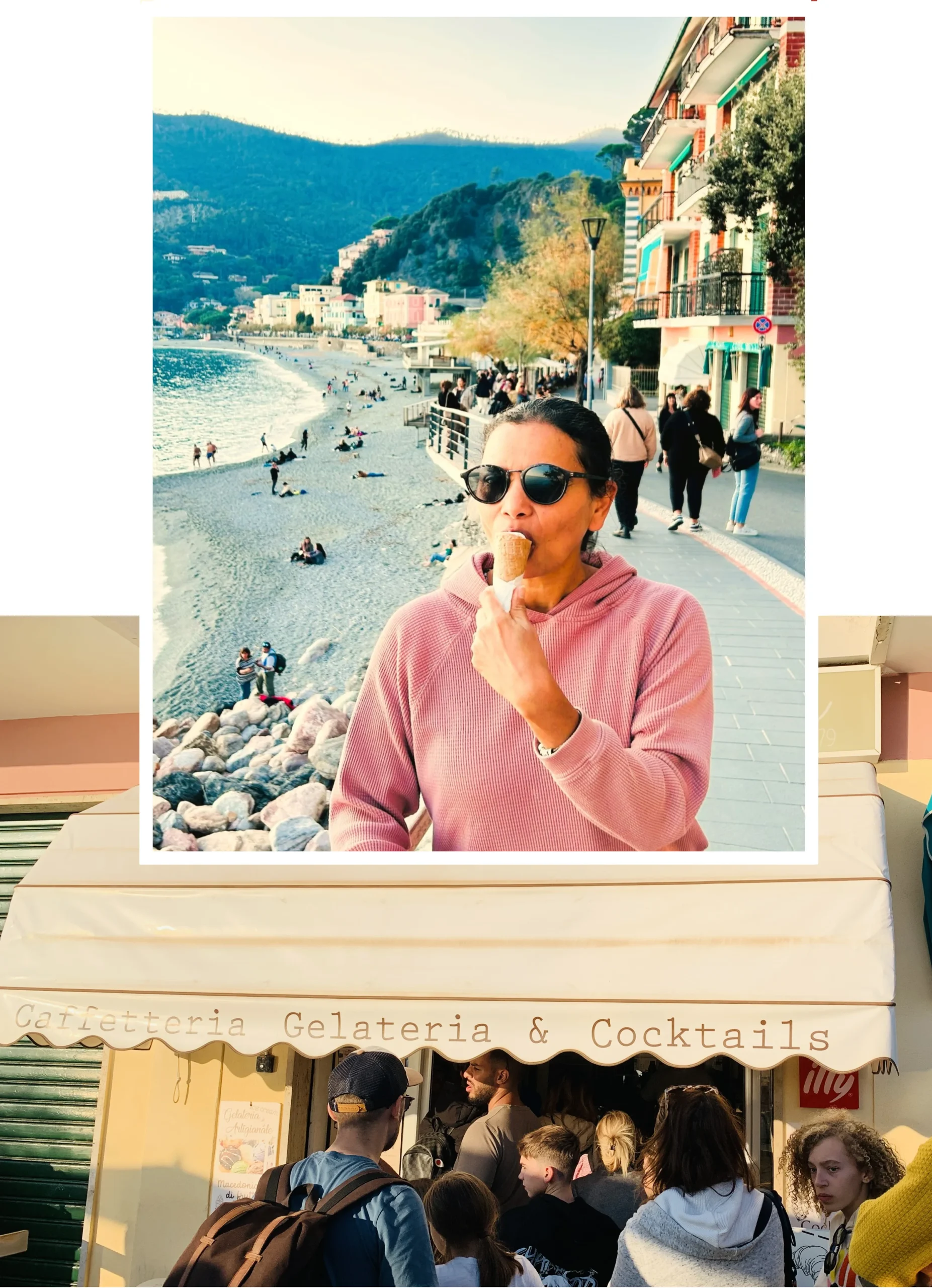 Lu enjoying a gelato in Monterosso