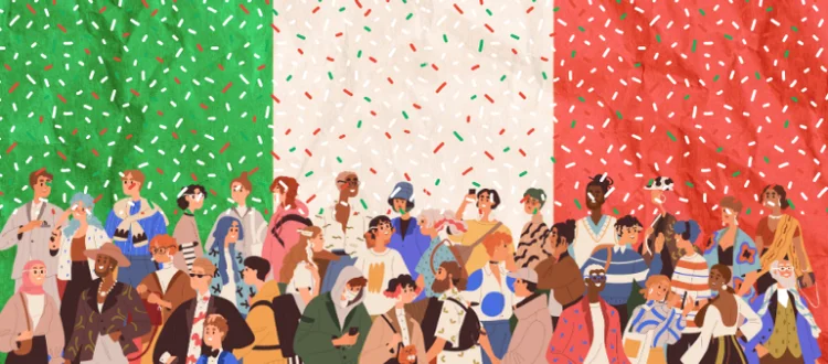 Cartoon image of Public Holiday celebration in Italy