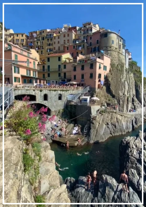 Manarola Harbor and Swimmers